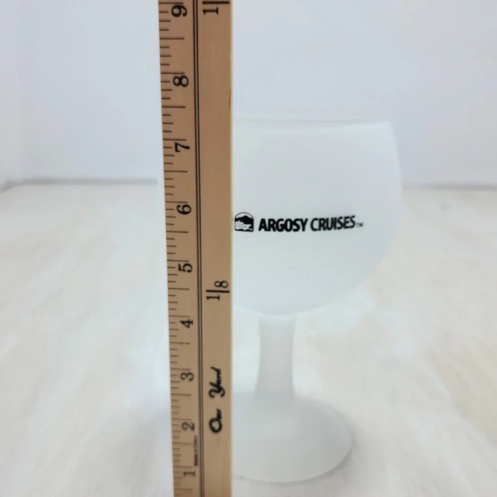 Argosy Cruises Seattle Washington Frosted Glass Souvenir Goblet Skyline 7 inch